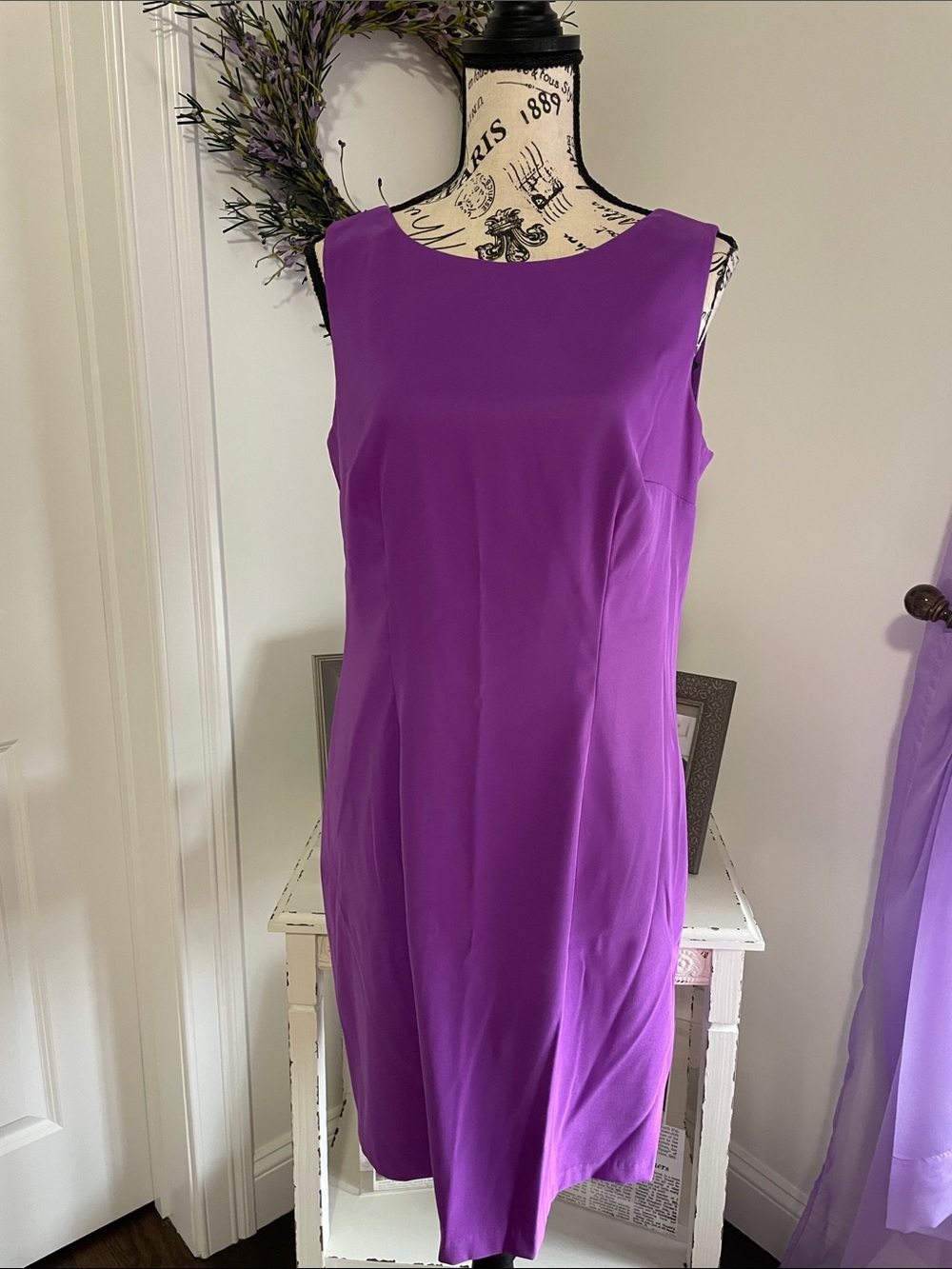 Alyx Sleeveless Midi Shift Dress in Bright Purple